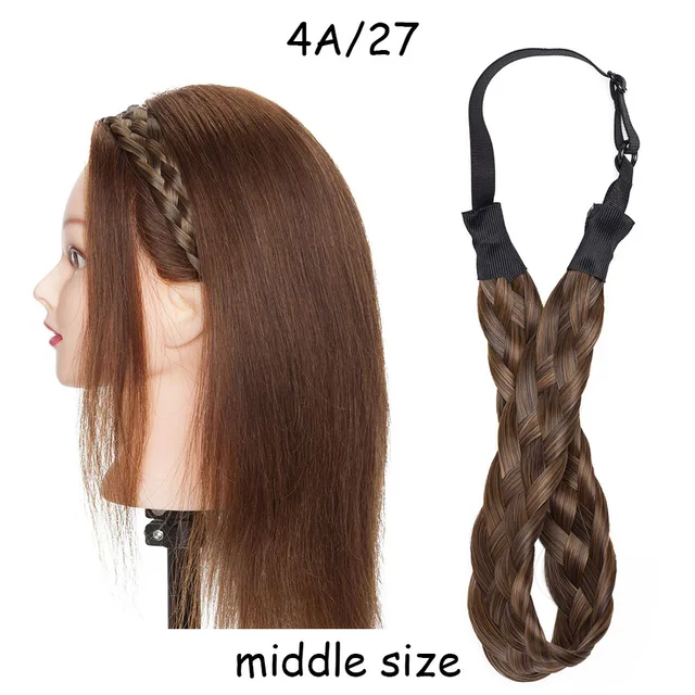 BENEHAIR Synthetic Braided Headbands Fake Hair Plaited Hair Band Braiding Hair Accessories Hair Extension Hairpiece For Women M-4A-27