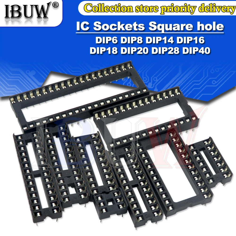 10ks IC sockets DIP6 DIP8 DIP14 DIP16 DIP18 DIP20 DIP28 DIP40 špendlíky konektor namočit nástrčkový 6 8 14 16 18 20 24 28 40 špendlík