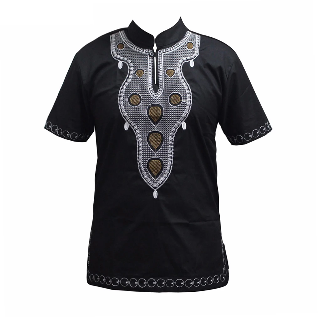 african style clothing Dashiki Arab Mens Attire Tops Embroidery Muslin T shirts Male Vintage Tunic Ankara Short Kaftan  Clothing African dress for men african dress style