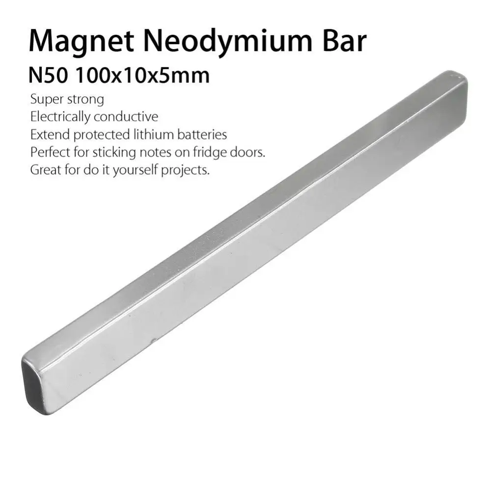 100x10x5mm N50 Long Cuboid Block Bar Neodymium Magnet Strong Super Powerful Permanent Magnetic Rectangle | Обустройство дома