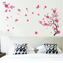 Комбинация простые сливы наклейки цветы спальня гостиная телевизор украшение дивана, стен съемные наклейки на стену AY739