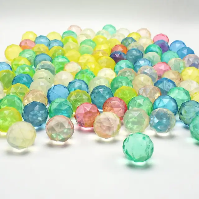 10pcs/set Funny Diamond Bouncing Ball Floating In Water Child Elastic Rubber Ball Rainbow Color Kids of Pinball Bouncy Toys Gift 1