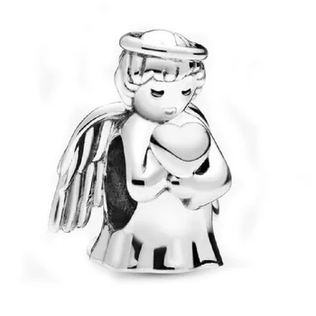 

Authentic 925 Sterling Silver Beads Angle Love Heart Charm Fit Original Pandora Charms Bracelet Necklace DIY Jewelry Making Gift