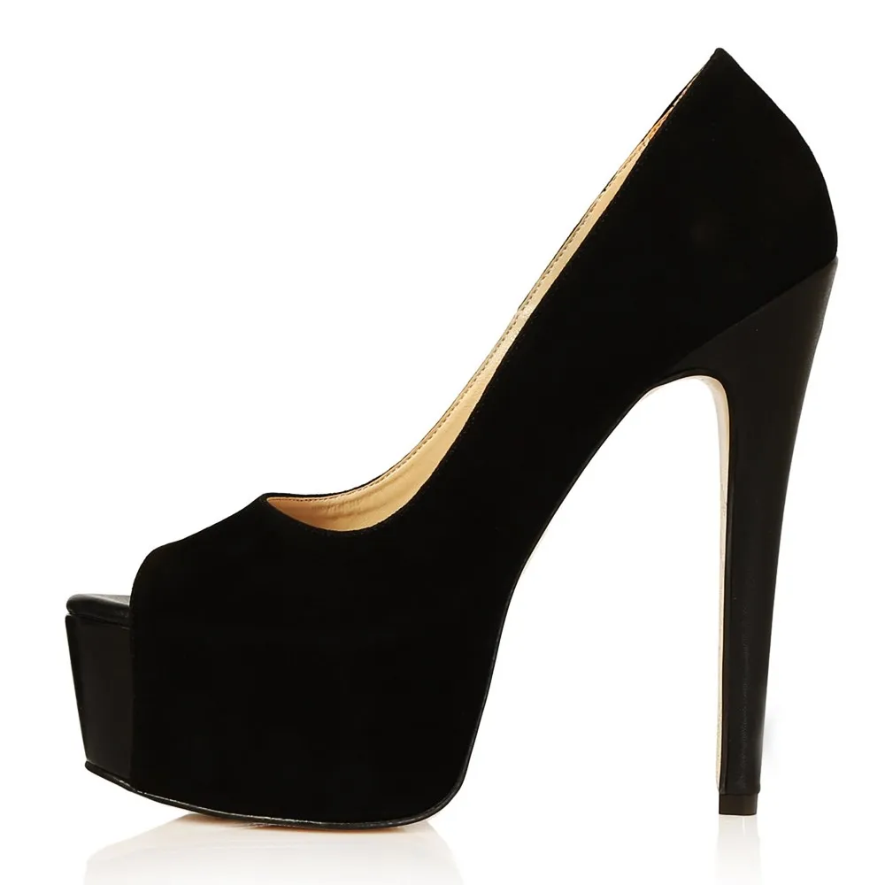 

Mst-036 Black Suede super high heels shoes platform shoes thin heel sexy large size 14cm