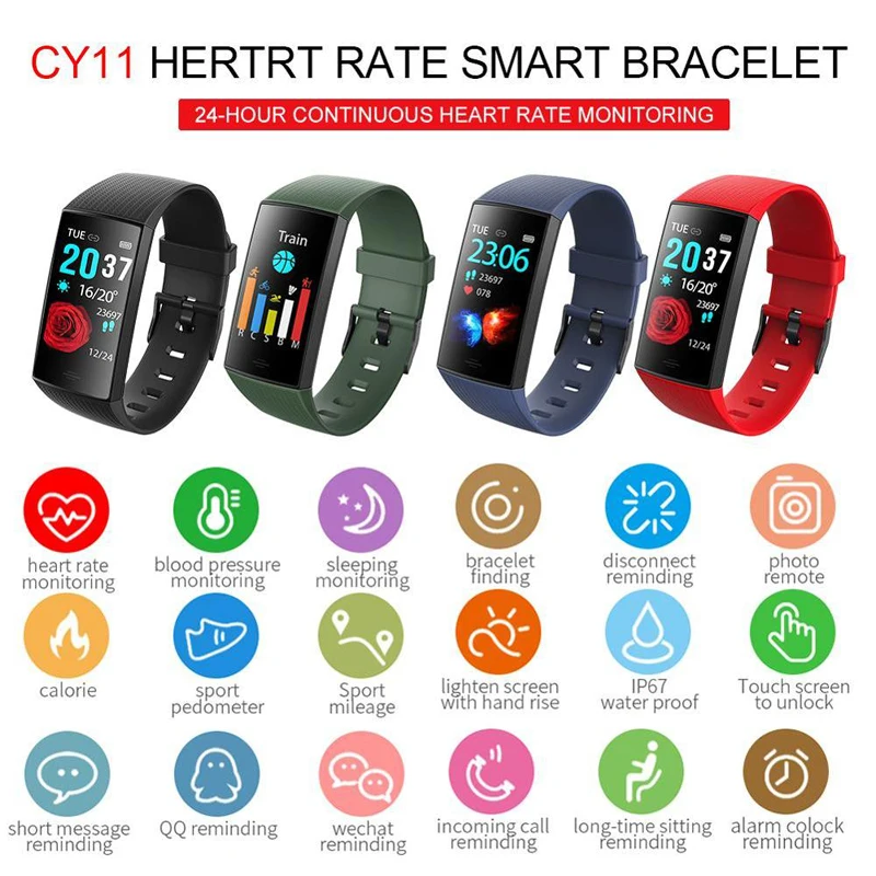 

CY11 Smart bracelet Waterproof Smart Watch Men and Women smart bracelet fitness Tracker Smartband For Android and IOS 2019
