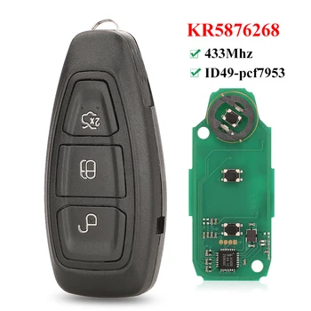 Keyforkess Full Smart 3 pulsanti telecomando portachiavi 433MHz Chip di ID49-pcf7953 per Ford Grand c-max Focus Kuga Fiesta 2016 KR5876268