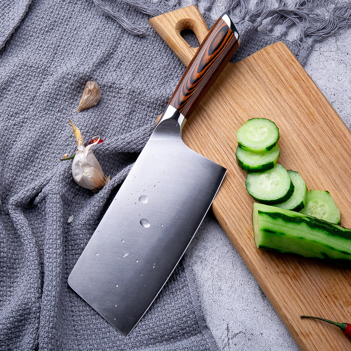 

7 inch Kitchen Knives High carbon Steel Cleaver Japanese Chef Multifunction German Stainless Steel Meat Chopping Cutter Cooking