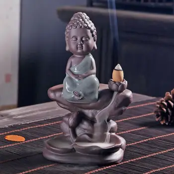 

Buddha Smoke Waterfall Incense Burner Porcelain Little Monk Incense Sticks Holder Ceramic Buddhism Crafts Home Decor Encensoir