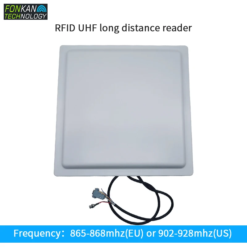 FONKAN 15 м широкодиапазонный uhf rfid считыватель RS232 со встроенной 12dbi Cricle антенной