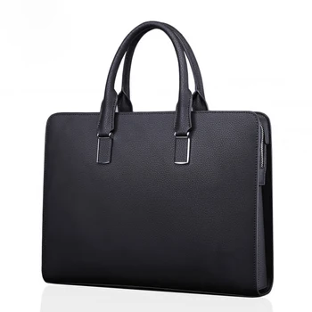 

Famous Brand Business Briefcase Bag Cow Split Leather High Quality Men Bags For 14" Laptop A4 Male Hand Bag