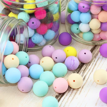 

12mm 50pcs Round Silicone Beads Baby Teether Teethin Pacifier Chain Mommy Handmaking DIY Silicone Colorful Loose Beads