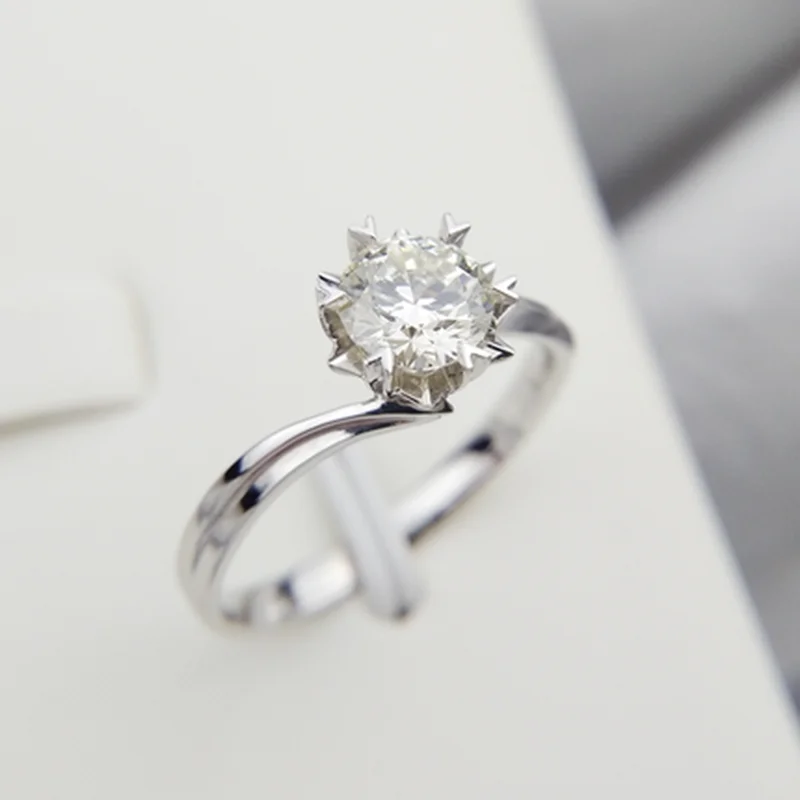 S925 стерлингового серебра Moissanite кольцо Классический снежинка стиль 1ct IJ цвет лабораторное кольцо с бриллиантом украшения кольцо на головщину