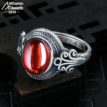 

10*8mm 6.18 Sale S925 Sterling Silver Australia Ruby Rings good taste Rings handicraft Gemstone Retro Chalcedony