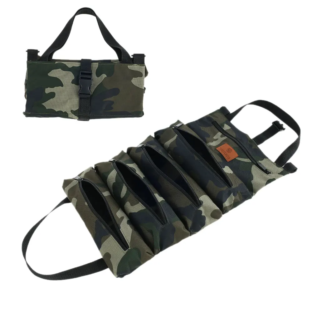 Multifunction Roll Up Tool Bag Roll Tool Roll Multi-Purpose Tool Roll Up Bag Wrench Roll Pouch Hanging Tool Zipper Carrier Tote best electrician tool bag Tool Storage Items