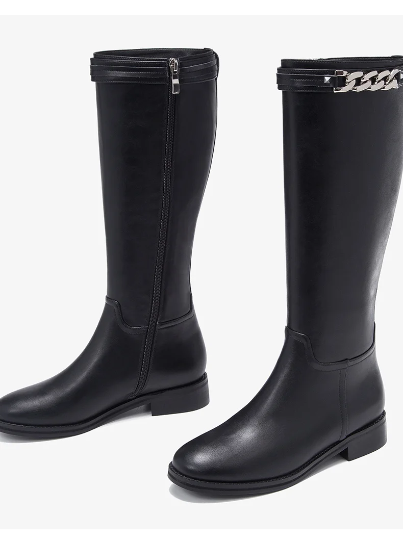Женские Классические ботильоны зимние черные сапоги до колена из натуральной