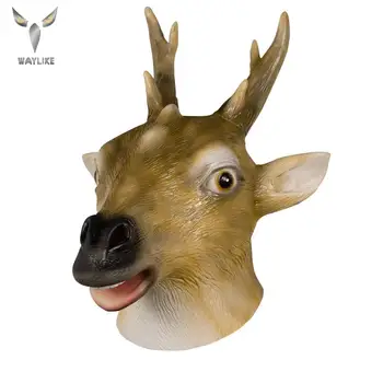 

Waylike Halloween Cute Deer Head Latex Mask Halloween Costume Party Animal Head Latex Mask