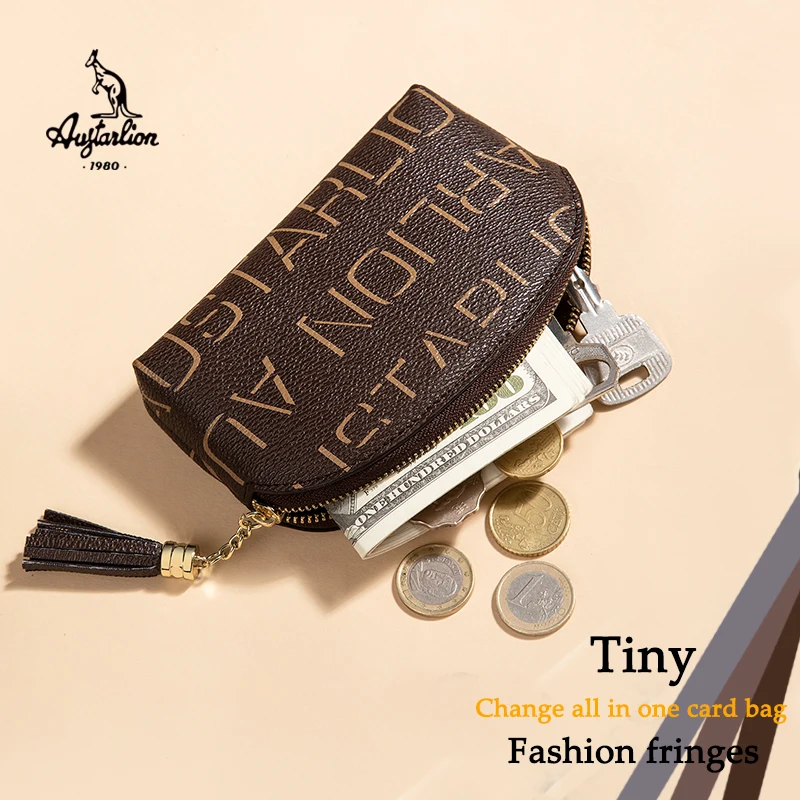Pochette винтажный женский кошелек для монет натуральная кожа на молнии Ретро стиль