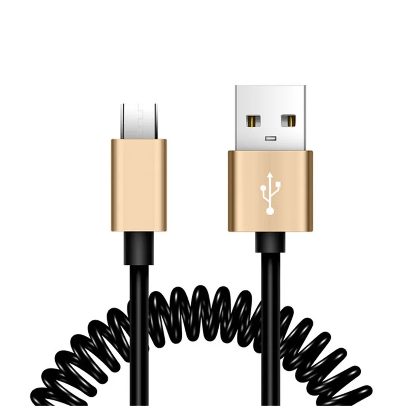 Гибкий эластичный растягивающийся Micro USB кабель для samsung Galaxy A10s A10 M10 A7 A6 J4 J6 Plus кабель для синхронизации данных и зарядки - Цвет: Золотой