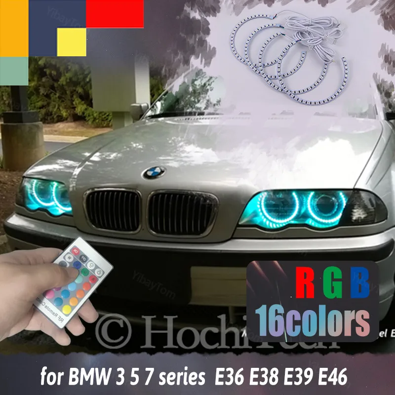 Latest Multi-Color RGB LED Angel Eyes Halo Ring for BMW 3 5 7 Series E36  E38 E39 E46 RGB SMD Angel Eyes