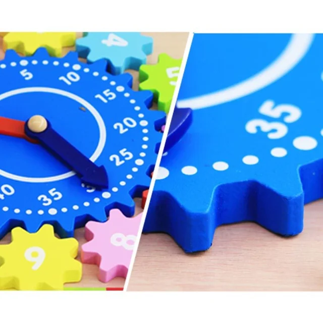 Kid Wooden Gear Block Multicolor Digital Clock Jigsaw Puzzle Early Education Puzzles Gadgets Matching Clock Toy For Children 2