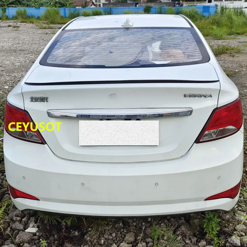 For Car Trunk Spoiler Accessories OLD Hyundai Verna PU Plastic Rear Lip Black Wing Tail Body Kit Refit Separator V Style 2011-UP |