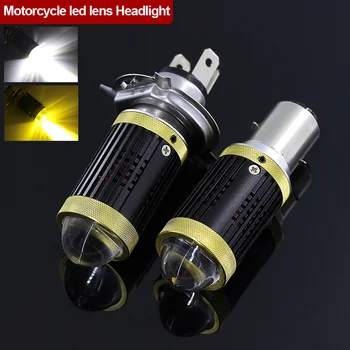 

H4 LED Moto H6 BA20D del Motociclo Del LED Del Faro Lampadine CSP Lens Bianco Giallo Hi Lo Lampada Accessori Scooter Nebbia luci