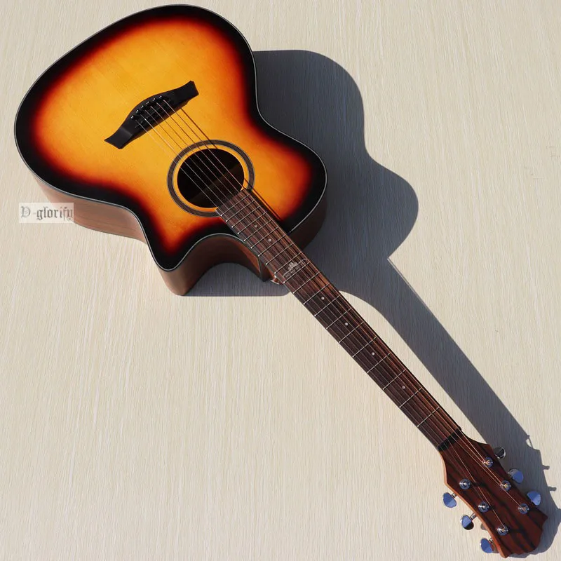 Sunburst цветная электрическая акустическая гитара hickory задняя и боковая 40 дюймов cutway 6 струнная народная гитара с микрофоном beat board Эквалайзер Тюнер