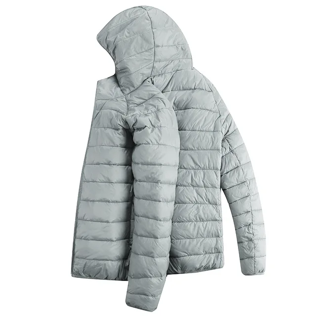 Gray Hooded Мужские осенне-зимние сверхлегкие пуховики легкие Пальто повседневные парки с капюшоном Мужские дышащие водонепроницаемые куртки - Цвет: Gray Hooded