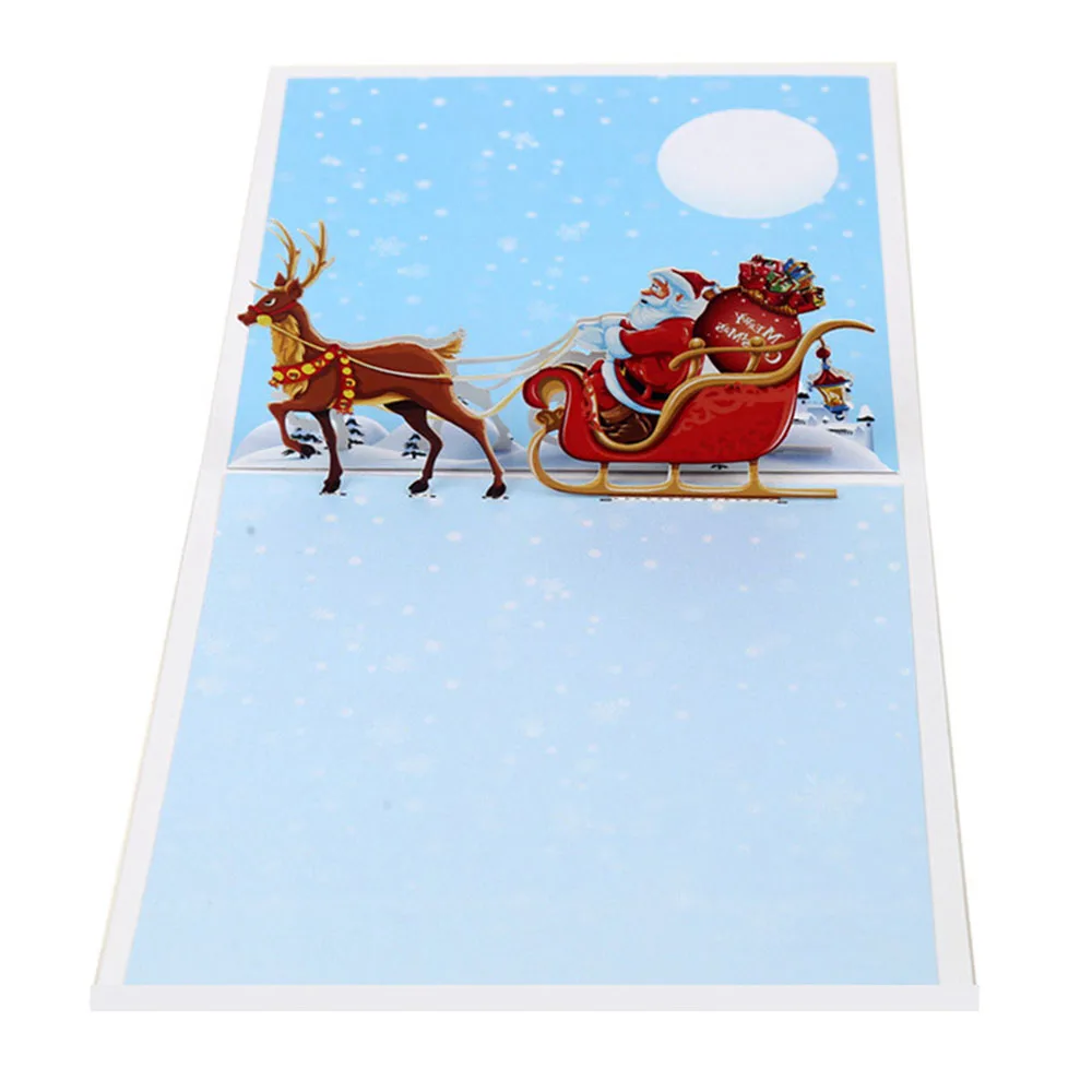  3x Santa Claus Deer DIY New Year Invitations Greeting 3D Card Gift Christmas Birthday Wedding decor - 4000303303853