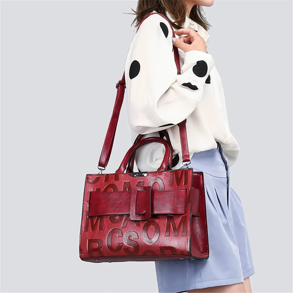 Vintage 3 Sets Women Leather Letter Bag 