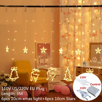 

Elk Bell String Light LED Christmas Decor for Home Hanging Garland Christmas Tree Decor Ornament 2020 Navidad Xmas Gift New Year