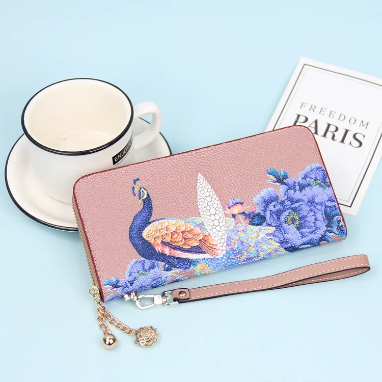

2019 New Style Chinese-style Clutch Fashion Retro Pearl Women's Wallet Long Zipper Bag