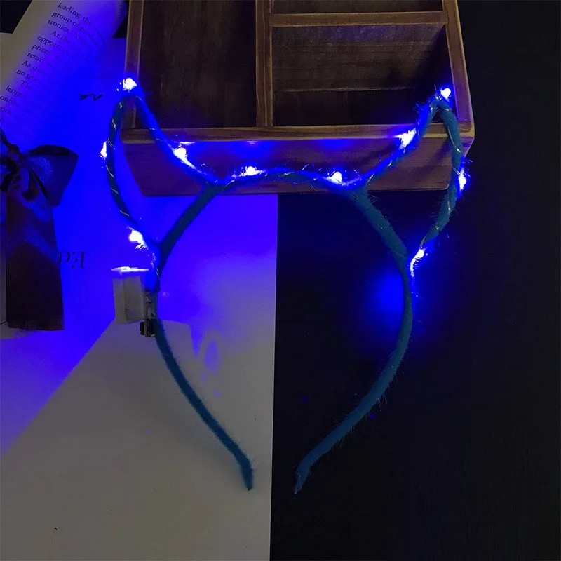 Мигающий светильник головная повязка с ушами дьявол злой косплей светящийся