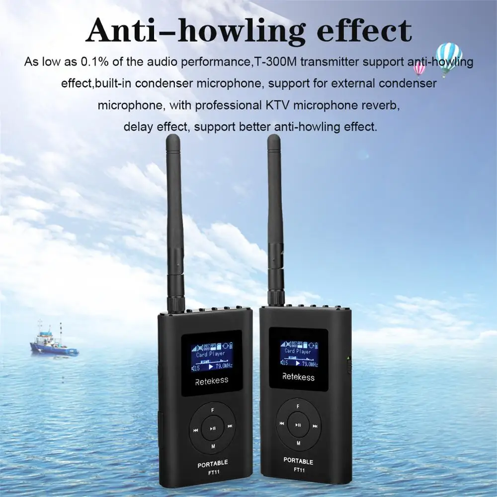Retekess FT11 0.3W FM Wireless Transmitter MP3