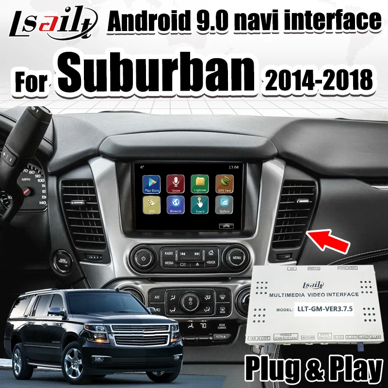 Видеоинтерфейс Lsailt CarPlay и Android для Chevrolet Suburban 2014-2018 MyLink с GPS-навигацией Netflix YouTube Tahoe |