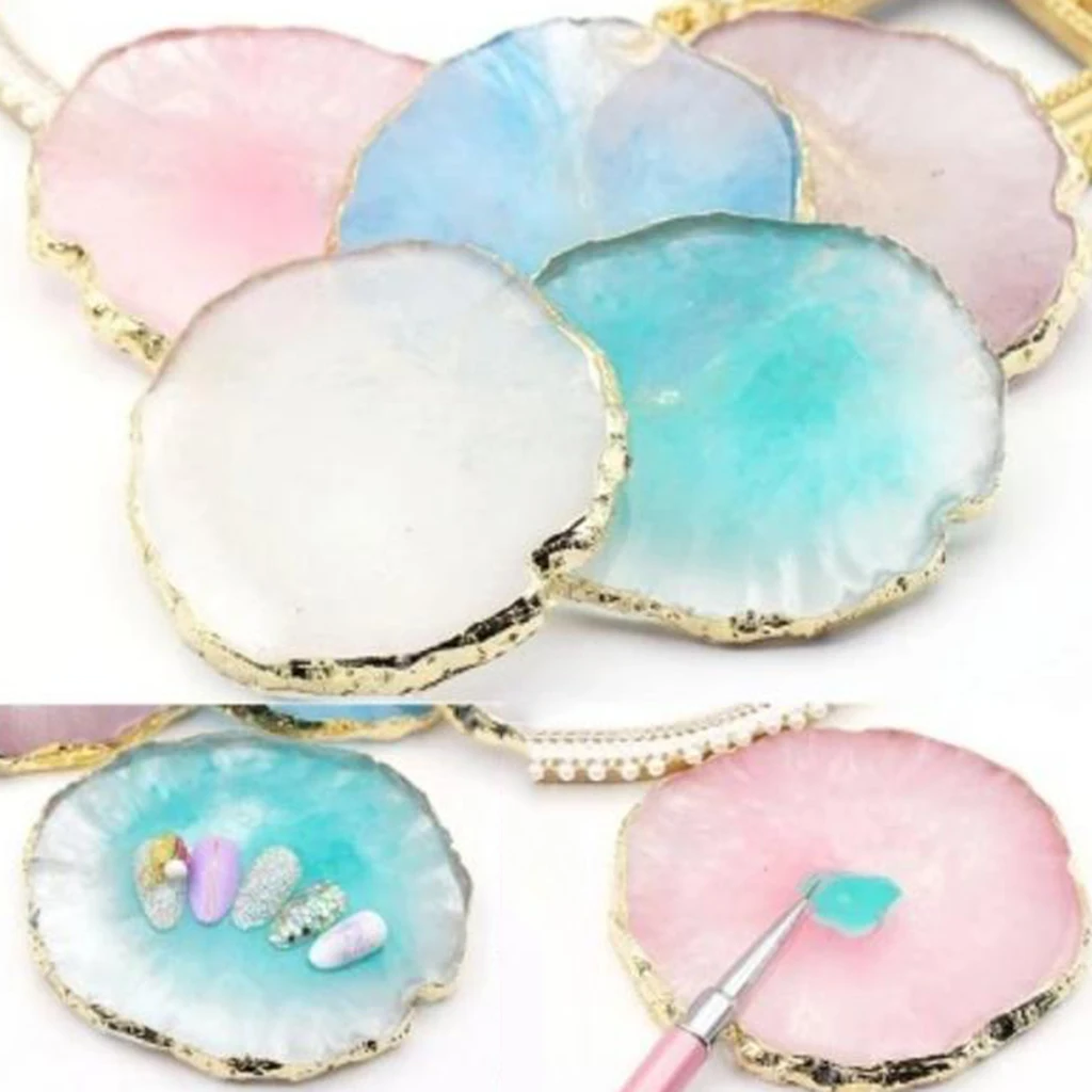 Gold Edge Charms/Pendant/Round Hanging Ornaments/Embellishments/Drink Coaster/Cup Mat/Jewelry Display Pad -Imitation Agate