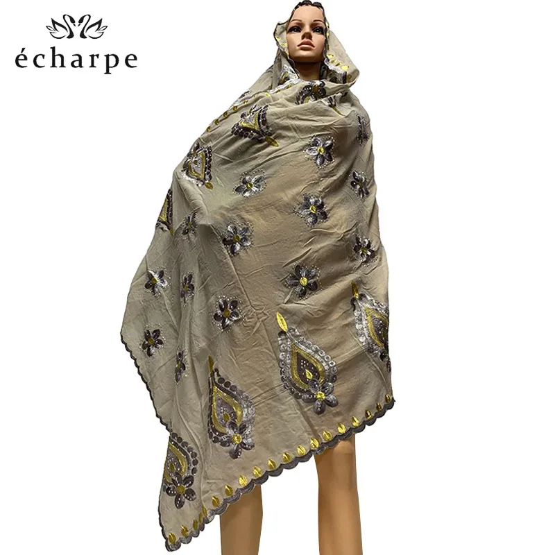 Африканский женский шарф из хлопка, мусульманский женский хиджаб, шарфы большого размера, хлопковый шарф для шали, шали - Цвет: EC063-4