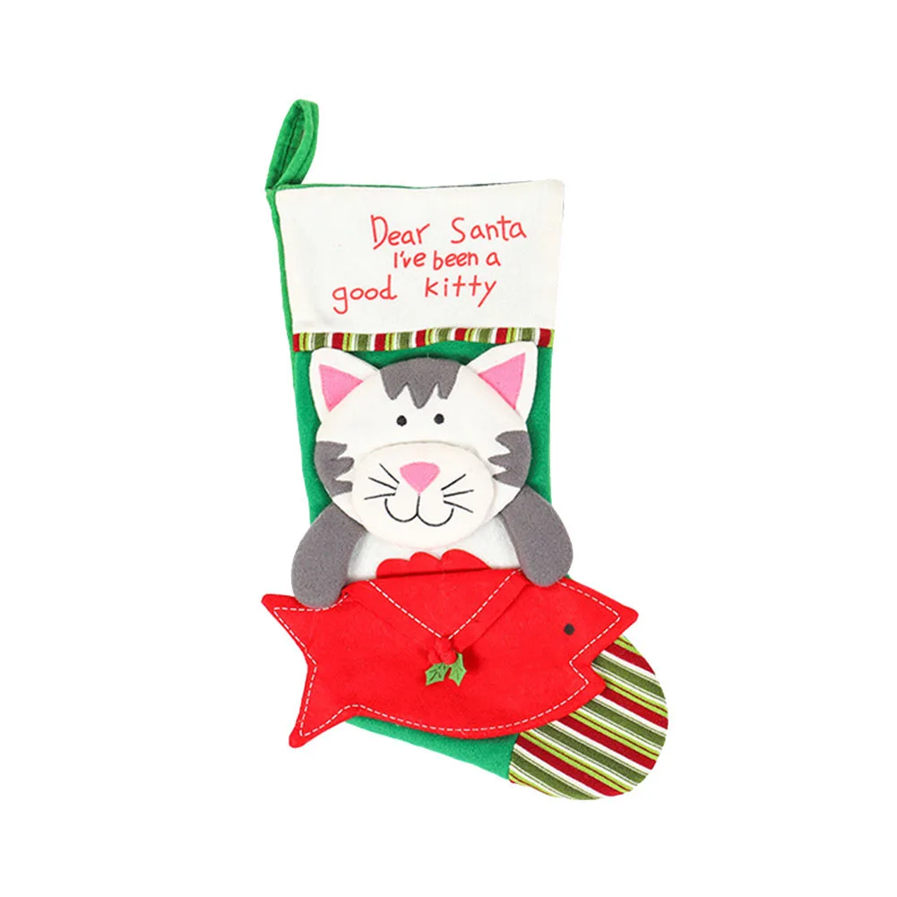 Decor For The New Year Dog Pattern Christmas Stockings Sock Pendant Candy Gift Bag Xmas Tree Decor
