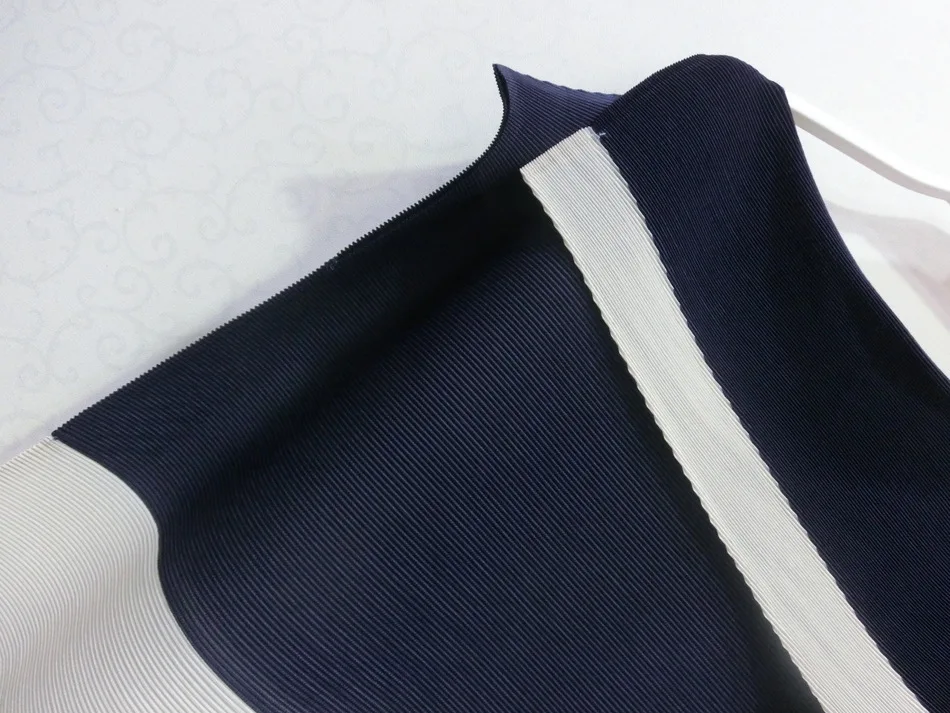 Горячая Распродажа Miyake модное платье трапециевидной формы с коротким рукавом и лоскутным воротником