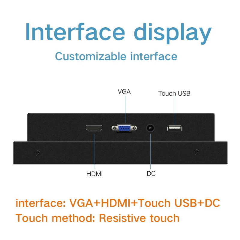 VGA/HDMI/DVI/USB 10,4 дюймов монитор Железный корпус сопротивление сенсорный экран промышленный дисплей 1024*768 - Цвет: VGA HDMI USB