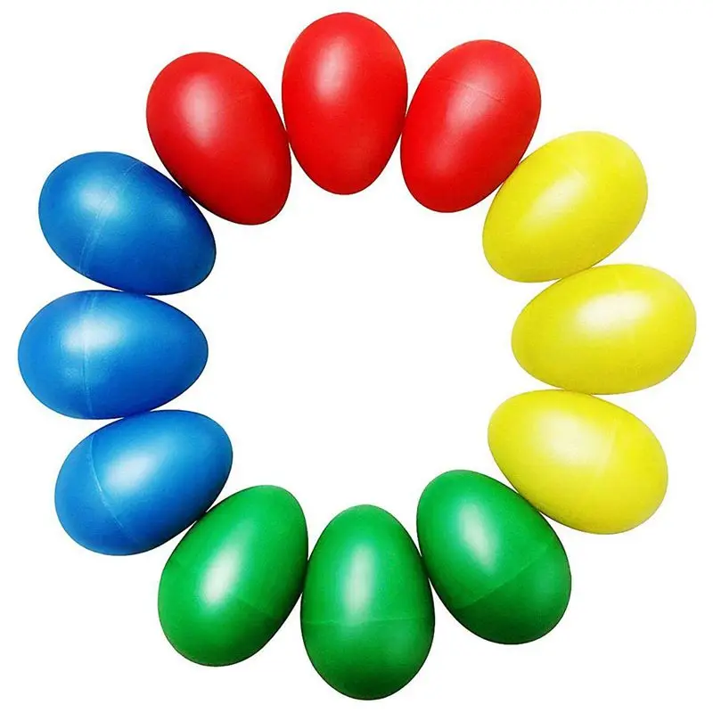 

ABUO-12pcs Plastic Egg Shakers Set with 4 Different Colors,Percussion Musical Egg Maracas Child Kids Toys