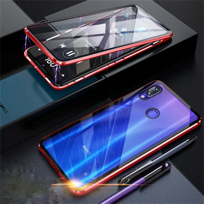 R-just 360 Полный стеклянный магнитный металлический бампер чехол для Realme X Закаленное стекло задняя крышка для Realme X Lite Realme 3 pro Чехол - Цвет: color 2