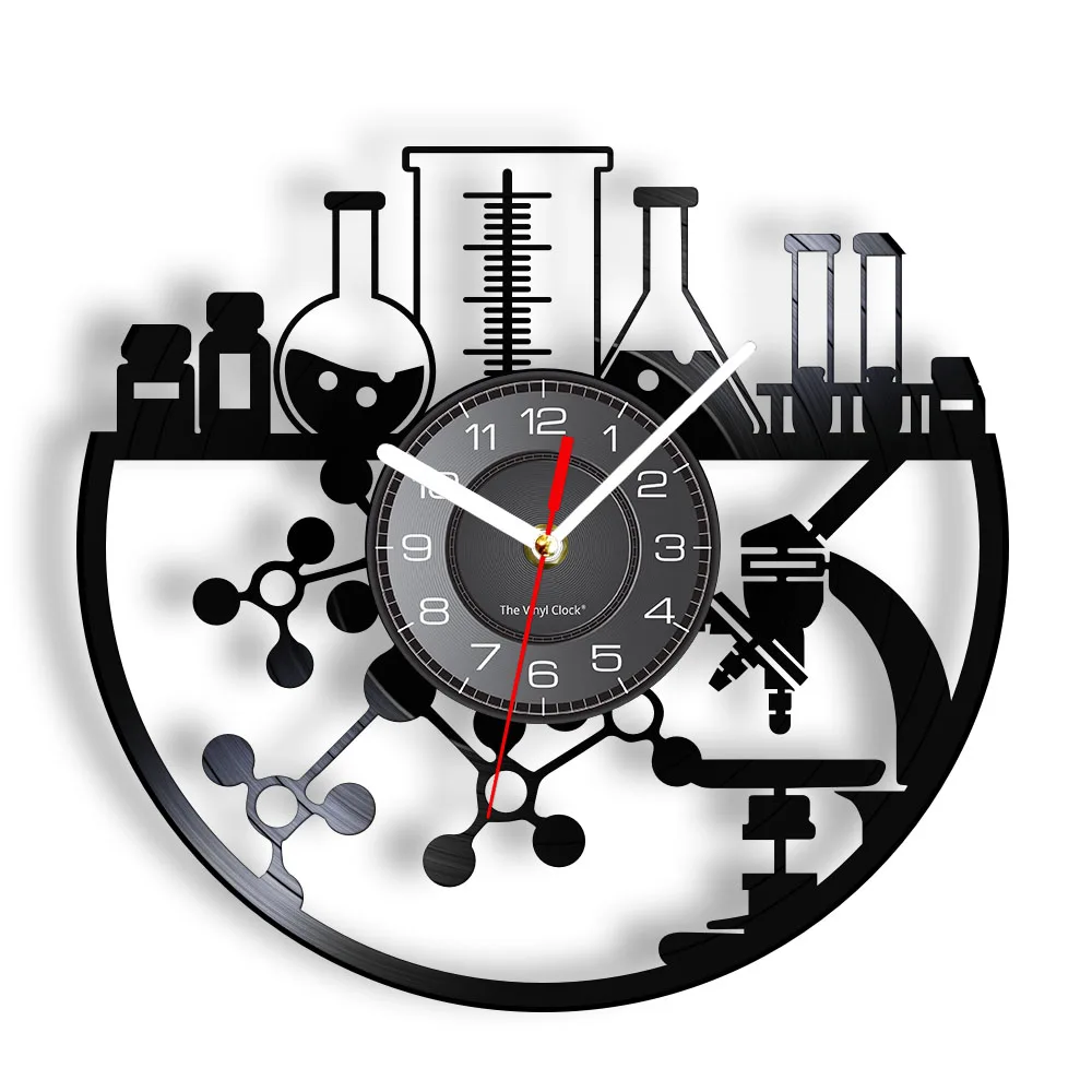 Esperimento Chimico Orologio Da Parete In Vinile Orologio Da Parete Microscopio Chimico Bruciatore Bunsen Orologio Da Parete Retrò Orologio Da Laborat