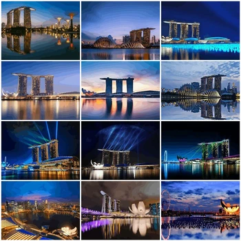 

HUACAN Painting By Number City Scenery Kits Drawing Canvas HandPainted DIY Picture By Numbers Night Landscape Home Decor