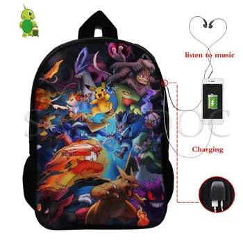 

Cool Pokemon Pikachu Gengar Multifunction Backpack USB Charge Laptop Backpack for Teens Women Men School Travel Bags