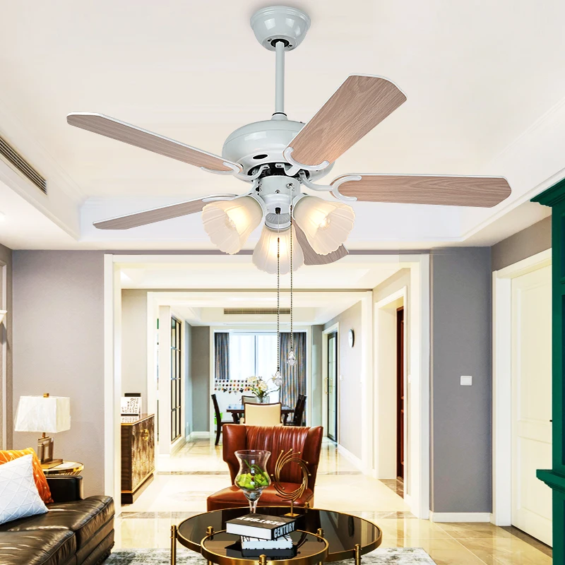 

Modern Simple Wooden Leaf Silent Ceiling Fan Lamp Dining Room Bedroom E27 Lamp Creative 220V Ceiling Fan Lights Wood Fan