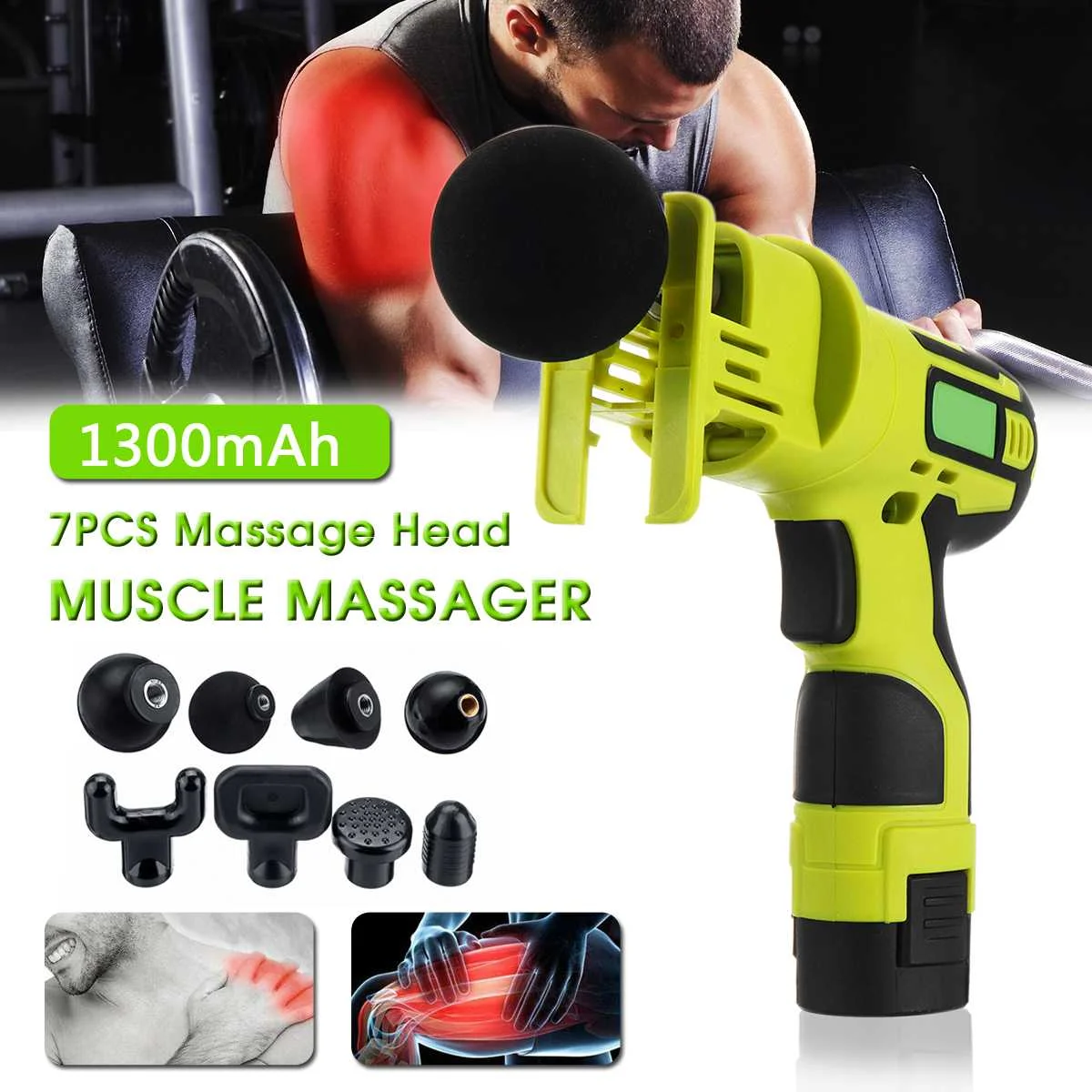 

Electronic Therapy Body Massage Guns With 7 Heads Deep Therapy Training Massage Guns Relief Pains Body Slimming Muscles Relaxing