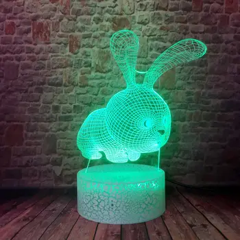 

Flashing 3D Illusion LED Kids Nightlight Colorful Changing Sleeping Light Lovely Rabbit Animal Figure Model Toys