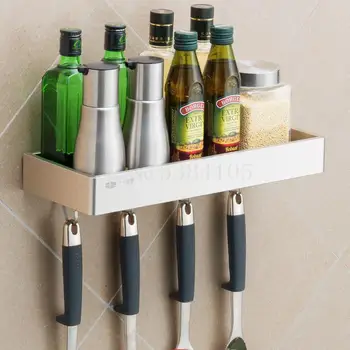 

Kitchen Shelf Wall Hanging Hole Free Seasoning Rack 304 Stainless Steel Oil Salt Sauce Vinegar Seasoning Storage Rack