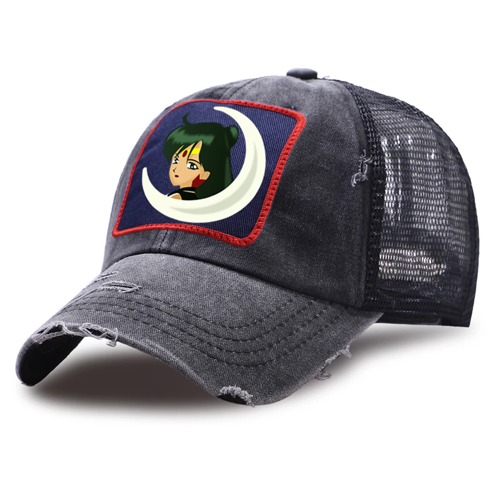 

Japan Anime Sun Shade Hats Sailor Moon Baseball Caps Sunscreen Snapback Hat Men Washed Mesh Trucker Cap Women Outdoor Cap Kpop